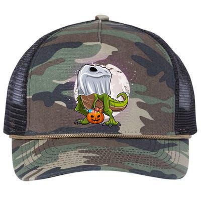 Dinosaur Ghost Trick Or Treat Funny Costume Halloween T Rex Cool Gift Retro Rope Trucker Hat Cap