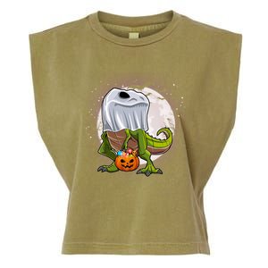 Dinosaur Ghost Trick Or Treat Funny Costume Halloween T Rex Cool Gift Garment-Dyed Women's Muscle Tee