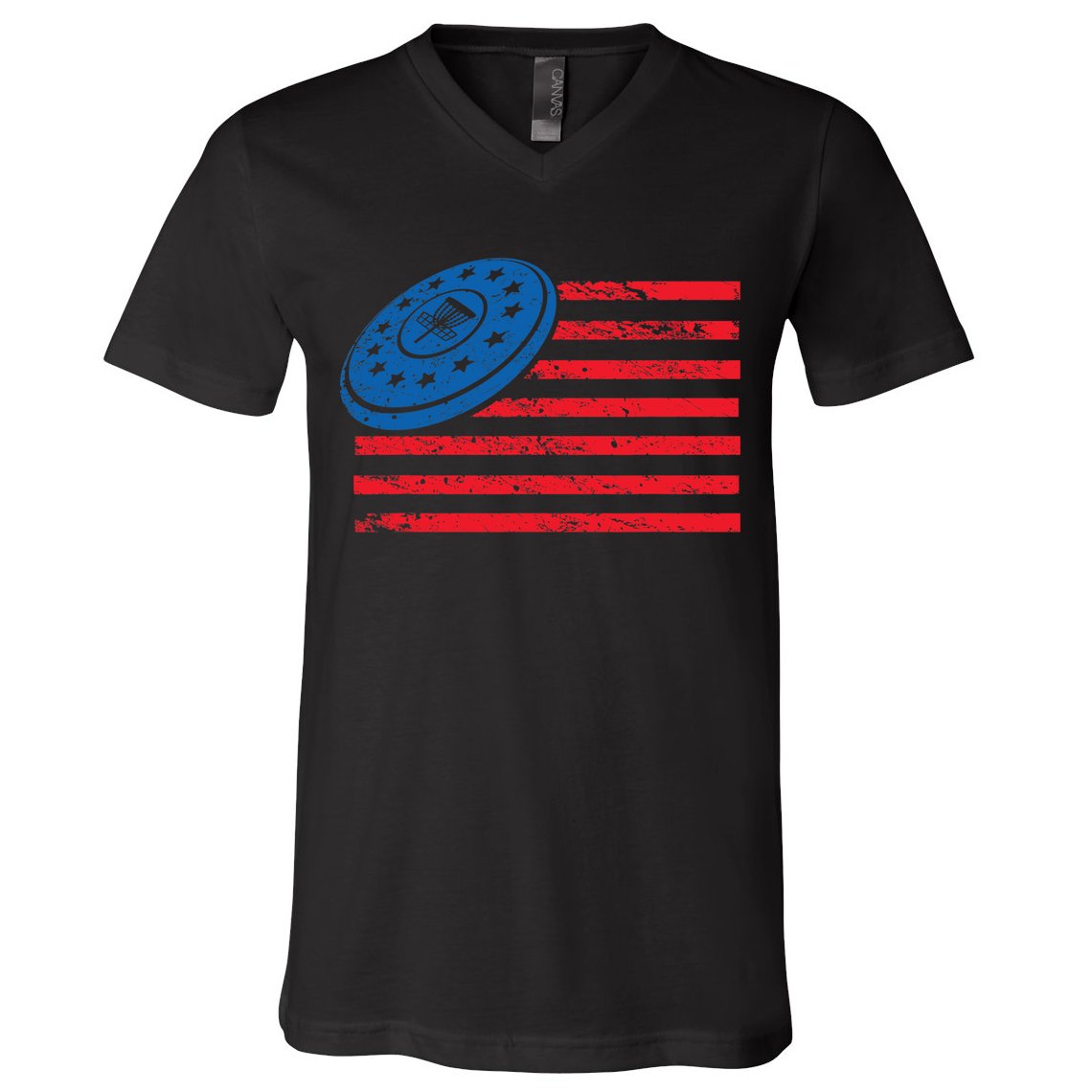Disc Golf T USA Flag Disc Golf V-Neck T-Shirt