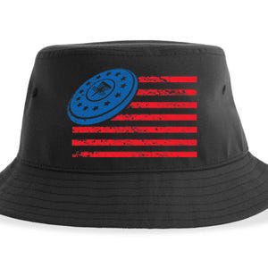 Disc Golf T USA Flag Disc Golf Sustainable Bucket Hat