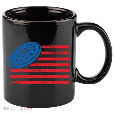 Disc Golf T USA Flag Disc Golf 11oz C Handle Ceramic Mug