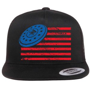 Disc Golf T USA Flag Disc Golf Flat Bill Trucker Hat