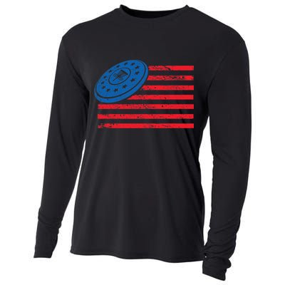 Disc Golf T USA Flag Disc Golf Cooling Performance Long Sleeve Crew