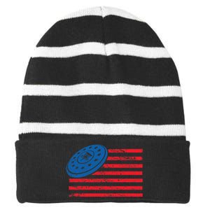 Disc Golf T USA Flag Disc Golf Striped Beanie with Solid Band