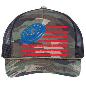 Disc Golf T USA Flag Disc Golf Retro Rope Trucker Hat Cap