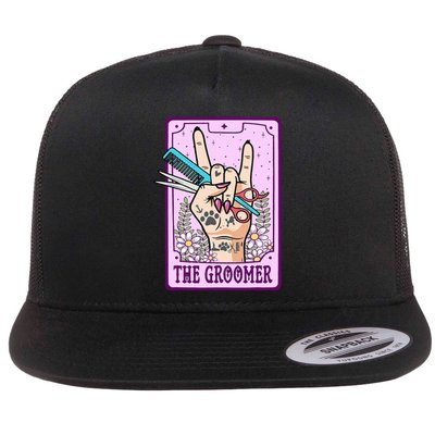 Dog Groomer Tarot Card Dog Grooming Flat Bill Trucker Hat