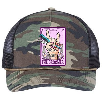 Dog Groomer Tarot Card Dog Grooming Retro Rope Trucker Hat Cap