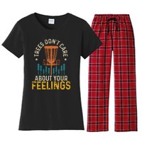 Disc Golf Trees Don't Care About Your Feelings Frolf Vintage Women's Flannel Pajama Set