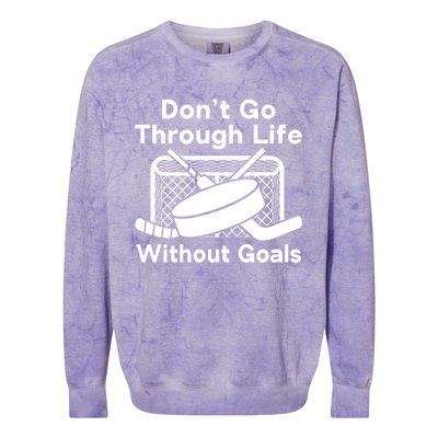 Dont Go Through Life Without Goals Funny Hockey Gift Colorblast Crewneck Sweatshirt