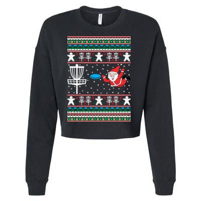 Disc Golf Ugly Christmas Merry Discmas Holiday Xmas Gift Cool Gift Cropped Pullover Crew