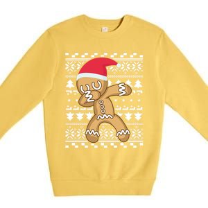 Dabbing Gingerbread Ugly Christmas Sweater Gift Premium Crewneck Sweatshirt