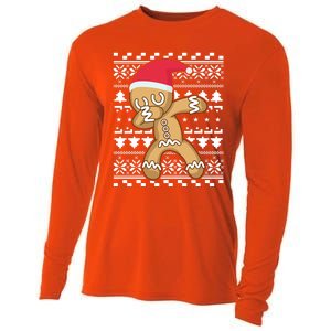 Dabbing Gingerbread Ugly Christmas Sweater Gift Cooling Performance Long Sleeve Crew