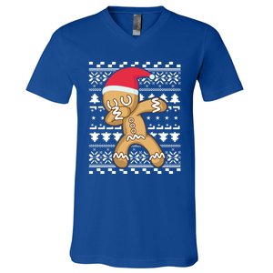 Dabbing Gingerbread Ugly Christmas Sweater Gift V-Neck T-Shirt