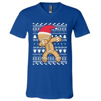 Dabbing Gingerbread Ugly Christmas Sweater Gift V-Neck T-Shirt