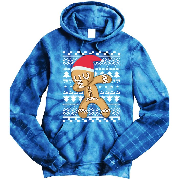 Dabbing Gingerbread Ugly Christmas Sweater Gift Tie Dye Hoodie