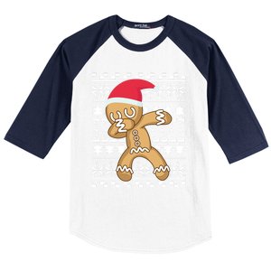 Dabbing Gingerbread Ugly Christmas Sweater Gift Baseball Sleeve Shirt