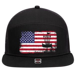 Disc Golf Usa Flag Disc Golf 7 Panel Mesh Trucker Snapback Hat