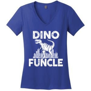 Dinomeaningful Giftfuncle Uncle Dinosaur Family Matching Cool Gift Women's V-Neck T-Shirt