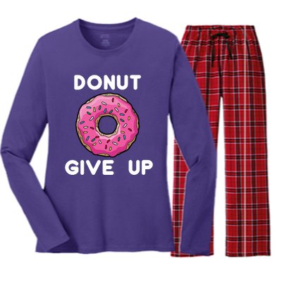 Donut Give Up Women's Long Sleeve Flannel Pajama Set 