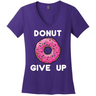 Donut Give Up Women's V-Neck T-Shirt