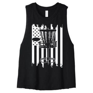 Disc Golf Usa Flag Women's Racerback Cropped Tank