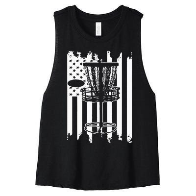 Disc Golf Usa Flag Women's Racerback Cropped Tank