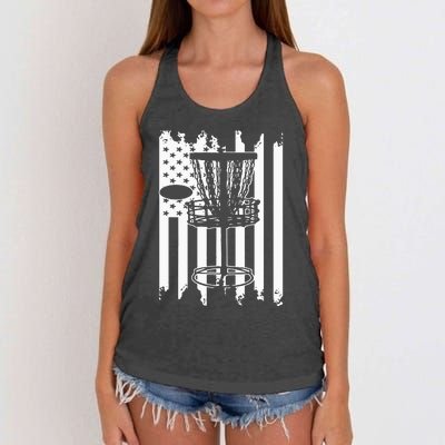 Disc Golf Usa Flag Women's Knotted Racerback Tank