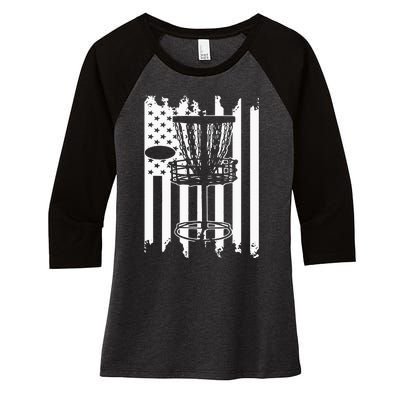 Disc Golf Usa Flag Women's Tri-Blend 3/4-Sleeve Raglan Shirt