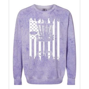 Disc Golf Usa Flag Colorblast Crewneck Sweatshirt