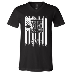 Disc Golf Usa Flag V-Neck T-Shirt