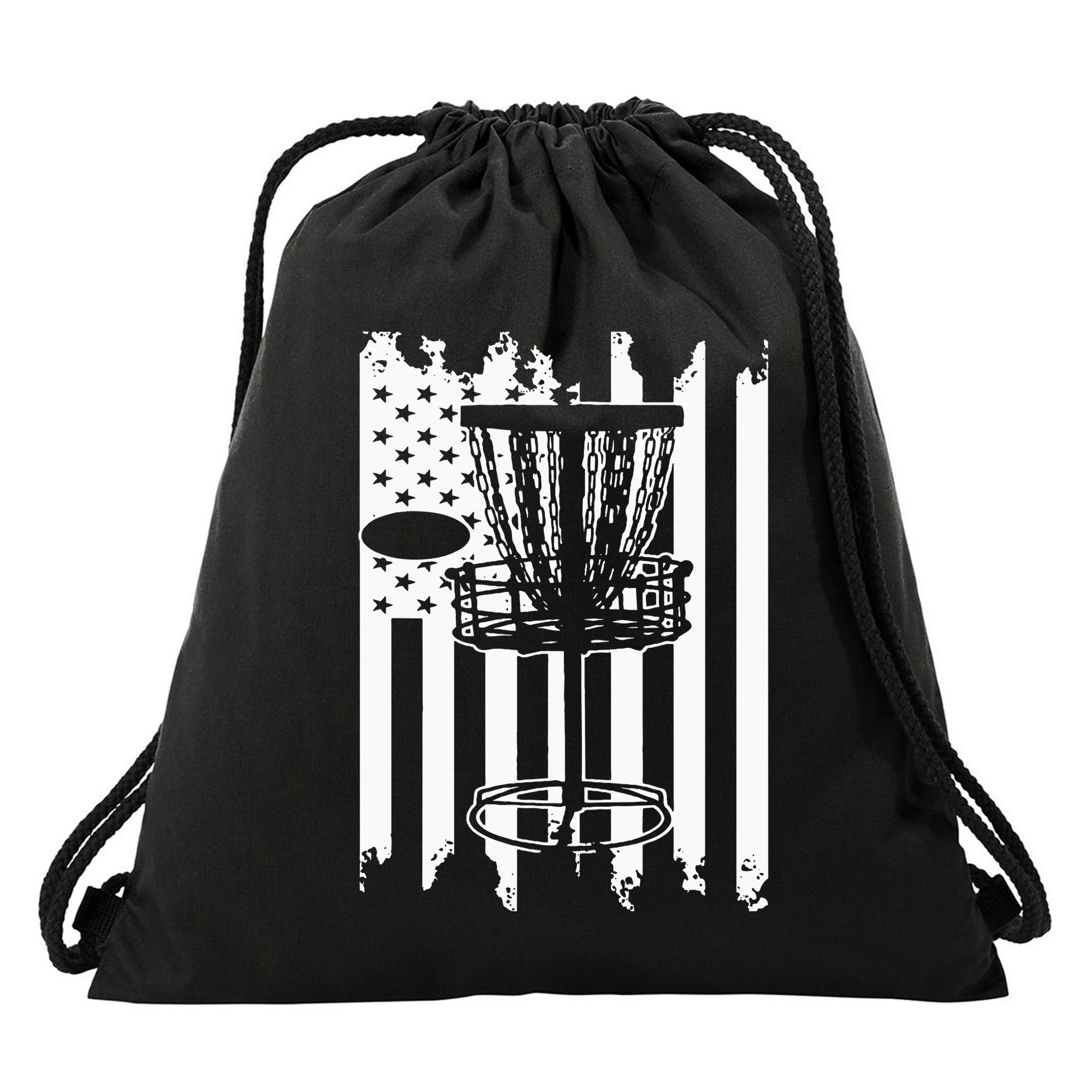 Disc Golf Usa Flag Drawstring Bag