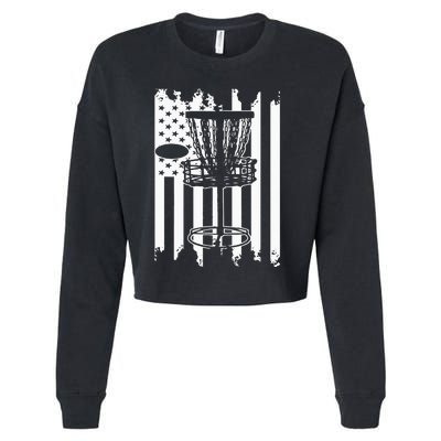 Disc Golf Usa Flag Cropped Pullover Crew