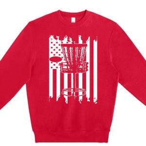 Disc Golf Usa Flag Premium Crewneck Sweatshirt