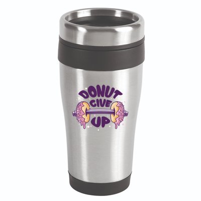 Donut Give Up Weightlifting Fitness Funny 16oz Travel Tumbler