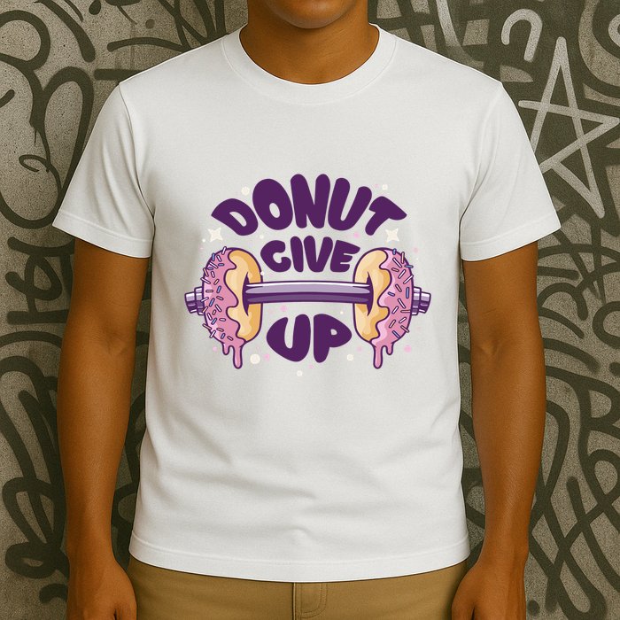 Donut Give Up Weightlifting Fitness Funny T-Shirt