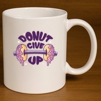 Donut Give Up Weightlifting Fitness Funny 11oz C Handle Ceramic Mug