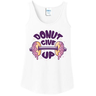 Donut Give Up Weightlifting Fitness Funny Ladies Essential Tank