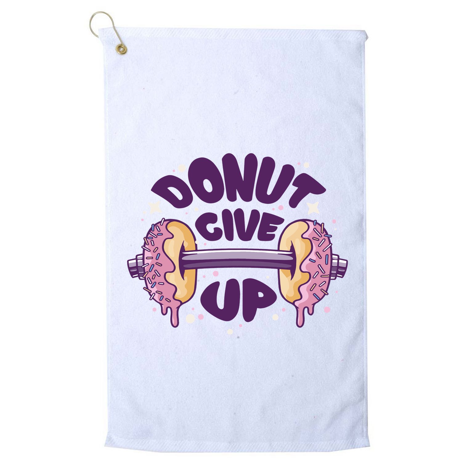 Donut Give Up Weightlifting Fitness Funny Golf Towel