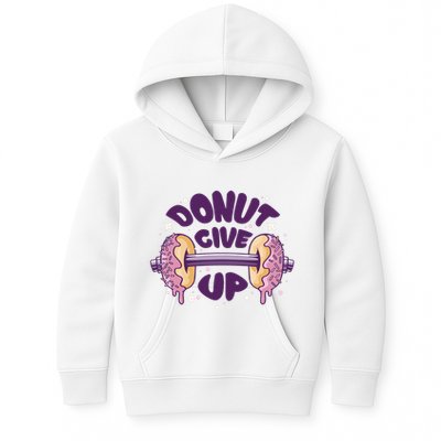 Donut Give Up Weightlifting Fitness Funny Kids Hoodie