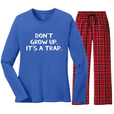 Don't Grow Up It's A Trap Meaningful Gift Women's Long Sleeve Flannel Pajama Set 