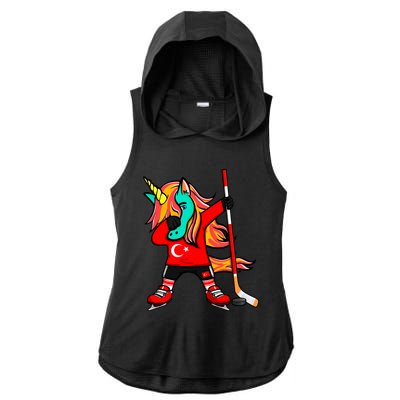 Dabbing Green Unicorn Turkey Ice Hockey Fans Jersey Sport Gift Ladies PosiCharge Tri-Blend Wicking Draft Hoodie Tank