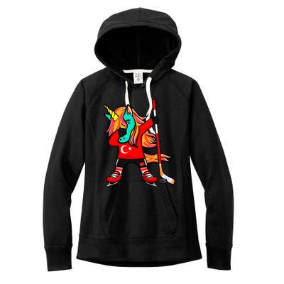 Dabbing Green Unicorn Turkey Ice Hockey Fans Jersey Sport Gift Women's Fleece Hoodie