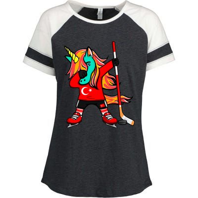 Dabbing Green Unicorn Turkey Ice Hockey Fans Jersey Sport Gift Enza Ladies Jersey Colorblock Tee