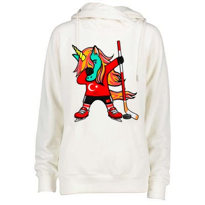 Dabbing Green Unicorn Turkey Ice Hockey Fans Jersey Sport Gift Womens Funnel Neck Pullover Hood