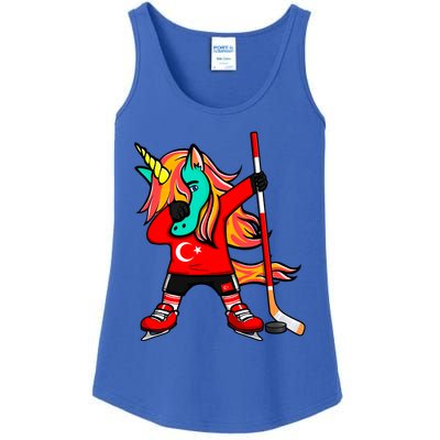 Dabbing Green Unicorn Turkey Ice Hockey Fans Jersey Sport Gift Ladies Essential Tank