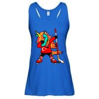 Dabbing Green Unicorn Turkey Ice Hockey Fans Jersey Sport Gift Ladies Essential Flowy Tank