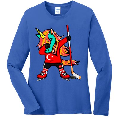 Dabbing Green Unicorn Turkey Ice Hockey Fans Jersey Sport Gift Ladies Long Sleeve Shirt