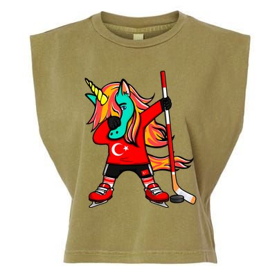 Dabbing Green Unicorn Turkey Ice Hockey Fans Jersey Sport Gift Garment-Dyed Women's Muscle Tee