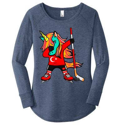 Dabbing Green Unicorn Turkey Ice Hockey Fans Jersey Sport Gift Women's Perfect Tri Tunic Long Sleeve Shirt