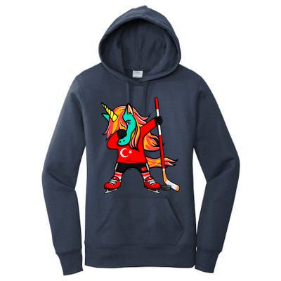 Dabbing Green Unicorn Turkey Ice Hockey Fans Jersey Sport Gift Women's Pullover Hoodie